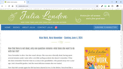 Author Julia London - <a href='https://www.julialondon.com/' target='_blank'>https://www.julialondon.com/</a>
